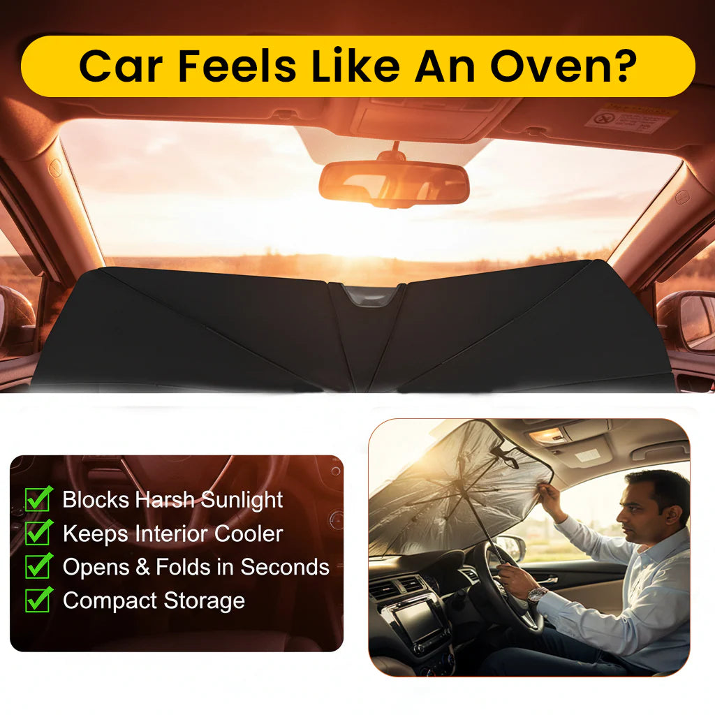 Car Windshield Sun Shade Umbrella, Foldable Car Sunset Umbrella Cover Block Car Front Window Protection